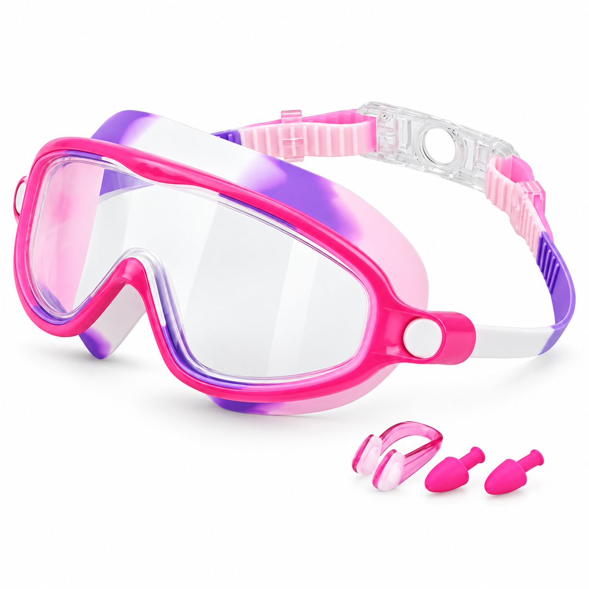 Empire Royals swim goggles in pink, purple & white.