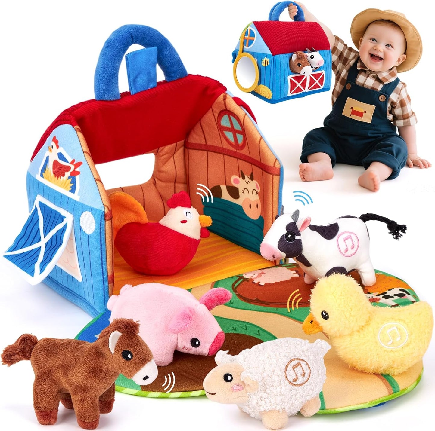 Baby Toys 6-12 Months, Surprise Barn Farm Animals with Sounds Word