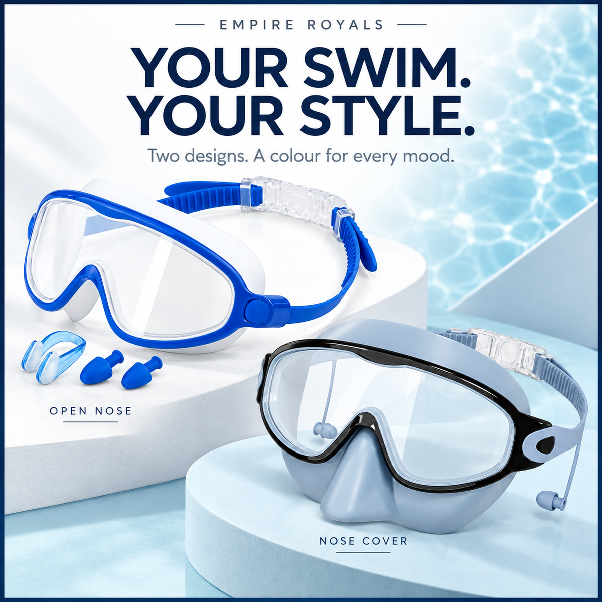 Empire Royals Swim Goggles & Nose Cover Masks