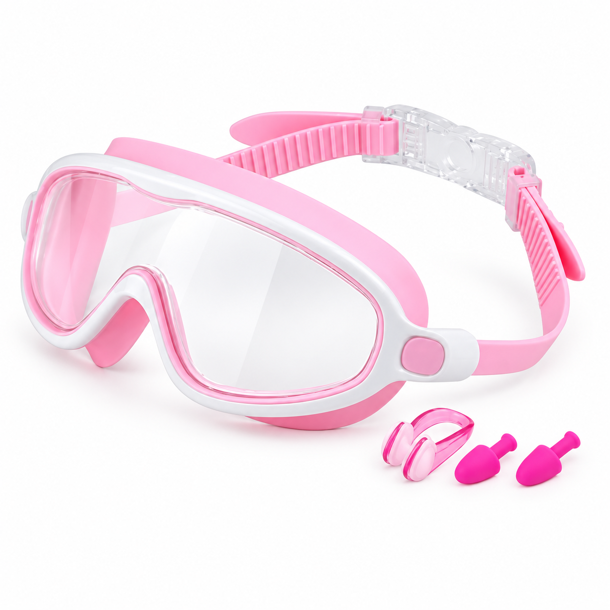 Empire Royals swim goggles in light pink & white.