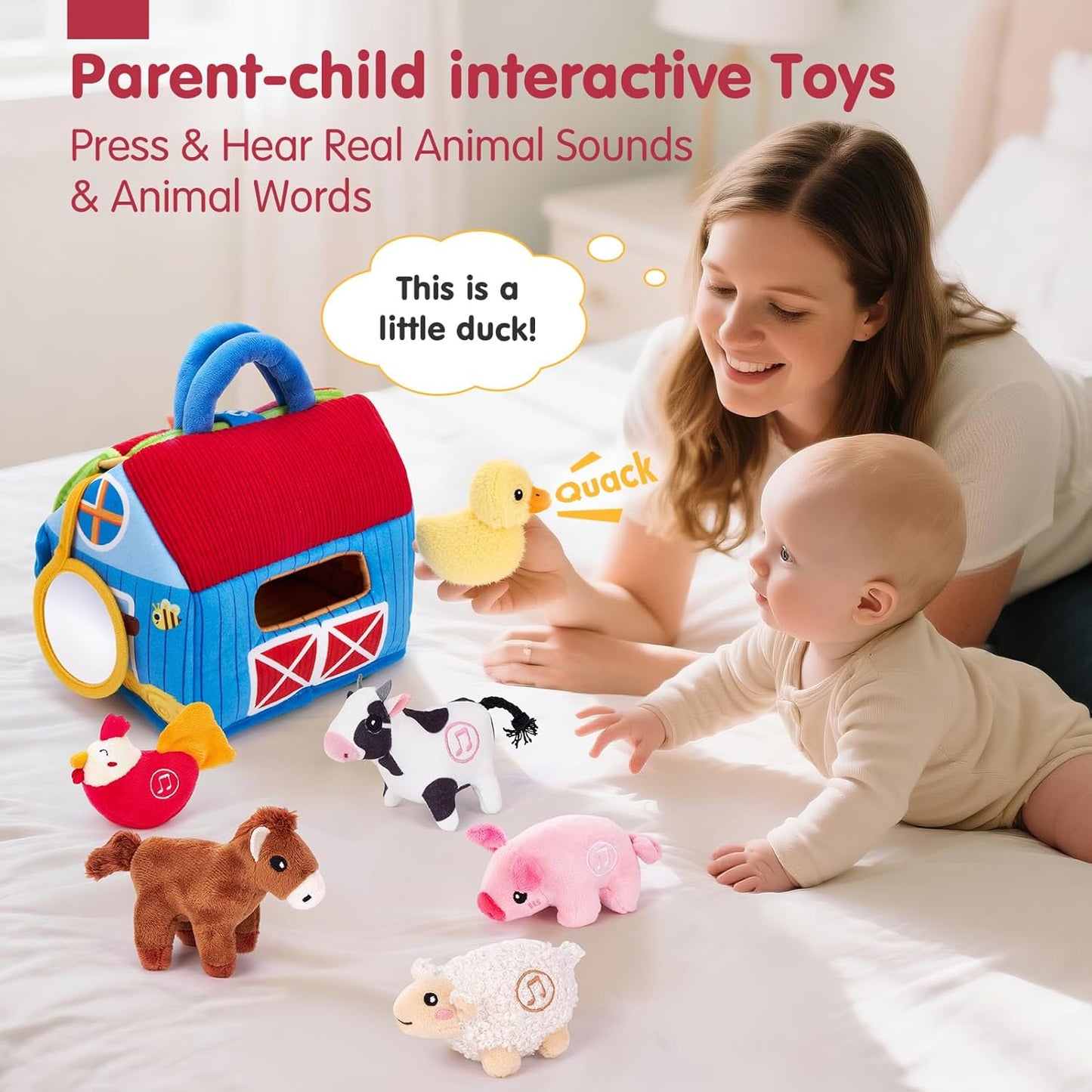 Baby Toys 6-12 Months, Surprise Barn Farm Animals with Sounds Word