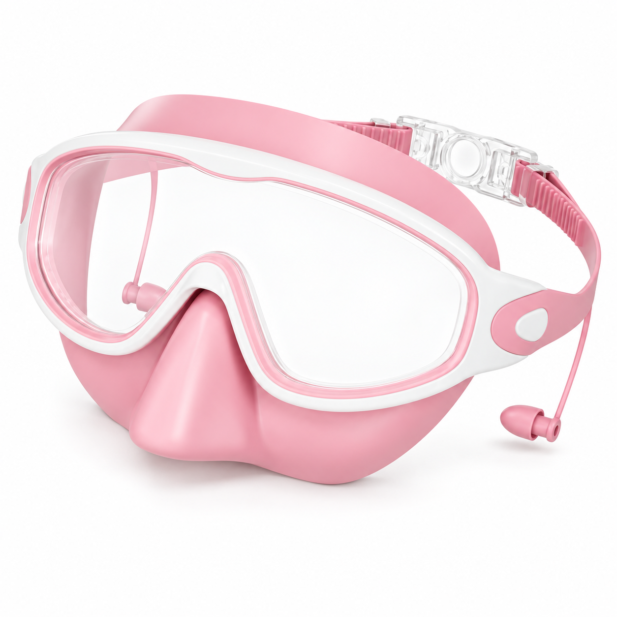 Empire Royals nose-cover swim mask in blush pink & white.