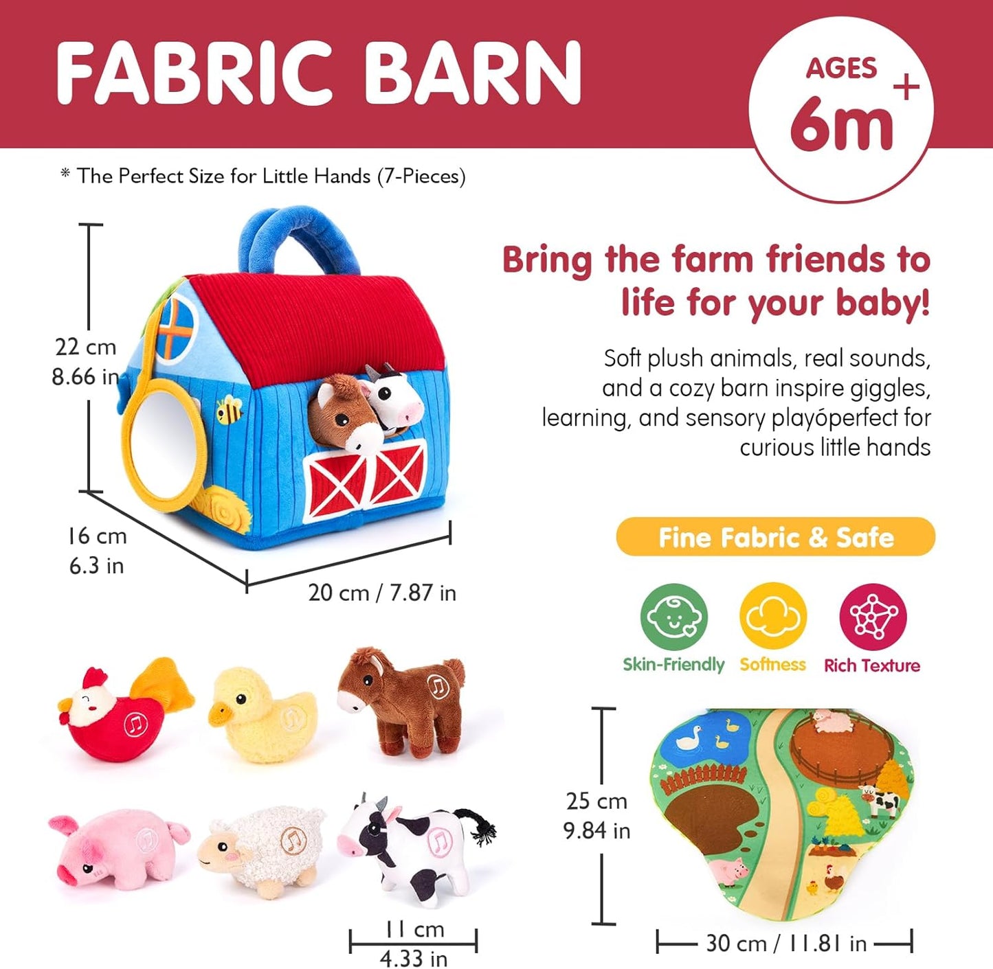 Baby Toys 6-12 Months, Surprise Barn Farm Animals with Sounds Word