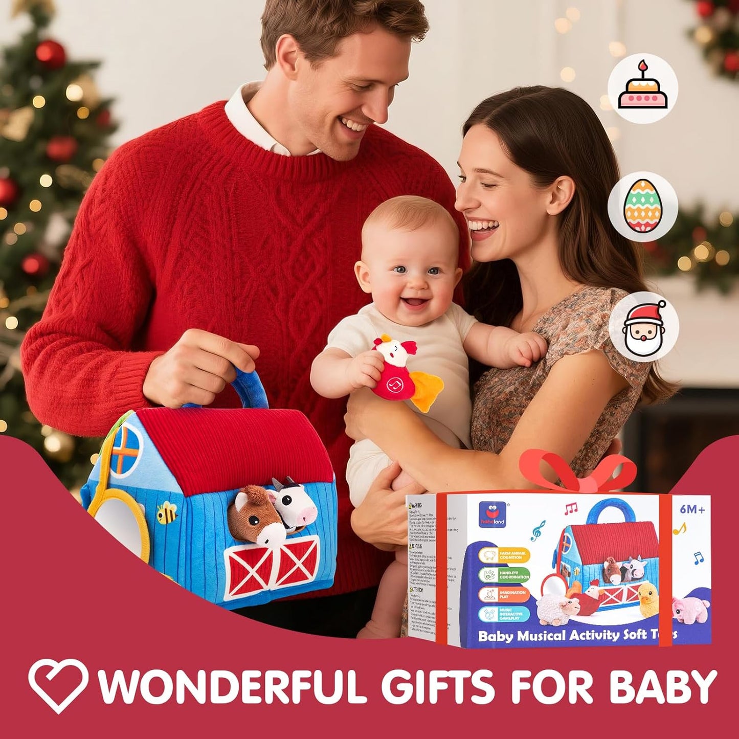 Baby Toys 6-12 Months, Surprise Barn Farm Animals with Sounds Word