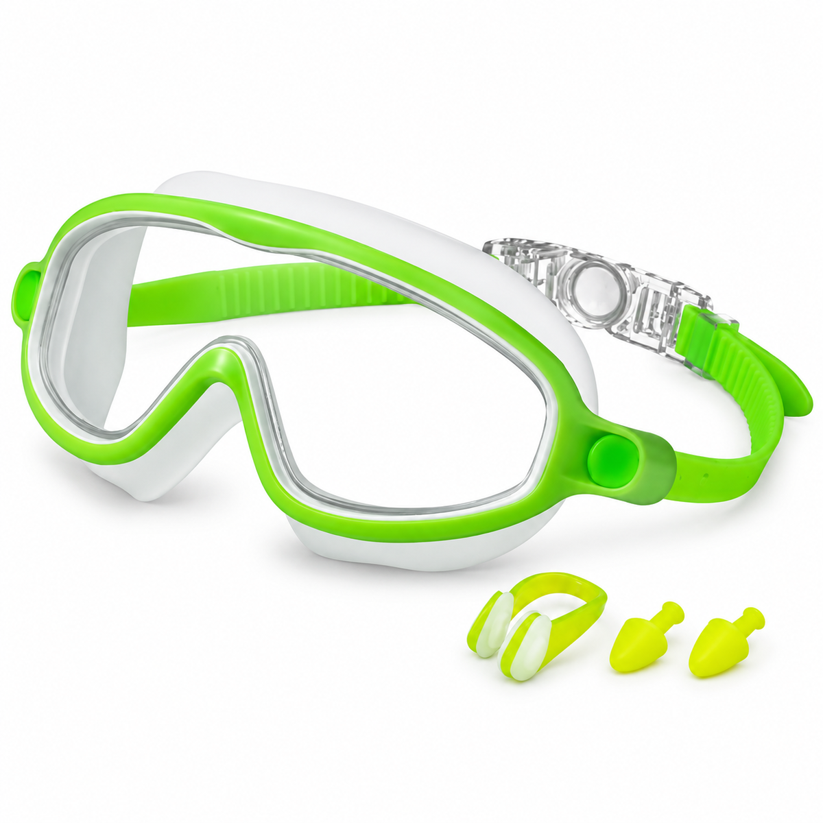 Empire Royals swim goggles in lime green & white.