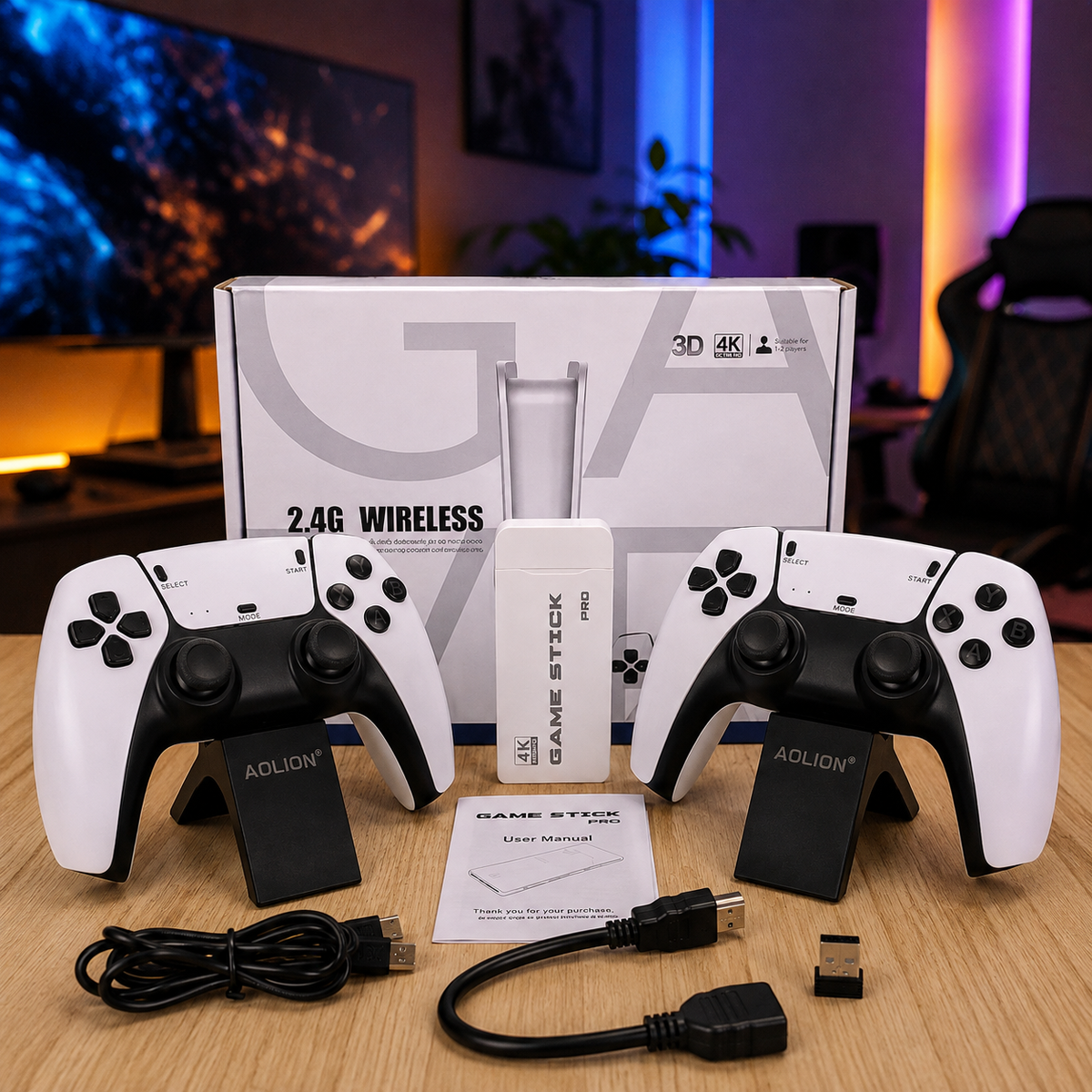 M15 4K Retro Game Stick with Dual Wireless Controllers