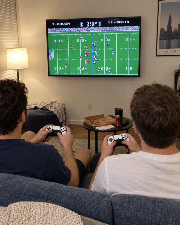 Customer showcase featuring Tecmo Bowl