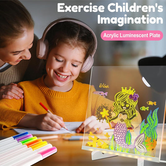 LED Glowing Acrylic Note Board with Colorful Markers
