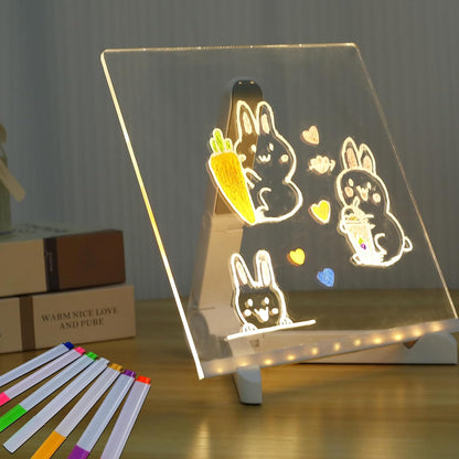 LED Glowing Acrylic Note Board with Colorful Markers